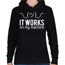 PRINTFASHION Az én gépemen működik - Női kapucnis pulóver - Fekete női pulóver, kardigán