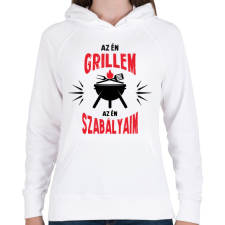 PRINTFASHION Az én grillem - Női kapucnis pulóver - Fehér női pulóver, kardigán
