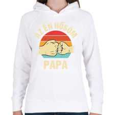 PRINTFASHION Az én hősöm papa - Női kapucnis pulóver - Fehér női pulóver, kardigán