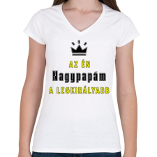 PRINTFASHION Az én nagypapám - Női V-nyakú póló - Fehér női póló