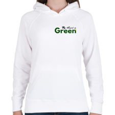 PRINTFASHION az én szivem zöld - Női kapucnis pulóver - Fehér női pulóver, kardigán