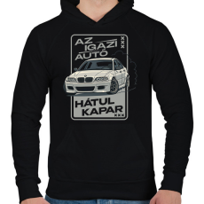 PRINTFASHION Az igazi autó hátul kapar - Férfi kapucnis pulóver - Fekete