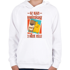 PRINTFASHION Az igazi barátsághoz 2 hülye kell - Gyerek kapucnis pulóver - Fehér gyerek pulóver, kardigán