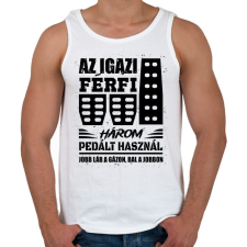 PRINTFASHION Az igazi férfi három pedált használ - Férfi atléta - Fehér atléta, trikó