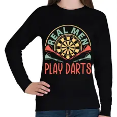 PRINTFASHION Az igazi férfiak dartsot játszanak - Női pulóver - Fekete