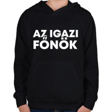 PRINTFASHION Az igazi főnök - Gyerek kapucnis pulóver - Fekete gyerek pulóver, kardigán