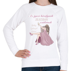 PRINTFASHION Az igazi királynők júliusban születnek - Női pulóver - Fehér