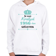 PRINTFASHION Az igazi királyok - Évszámmal - Gyerek kapucnis pulóver - Fehér gyerek pulóver, kardigán