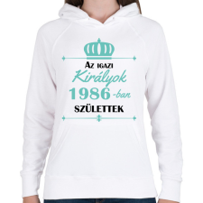 PRINTFASHION Az igazi királyok - Évszámmal - Női kapucnis pulóver - Fehér női pulóver, kardigán