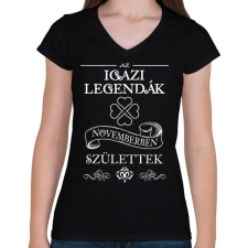 PRINTFASHION Az igazi legendák - Női V-nyakú póló - Fekete női póló