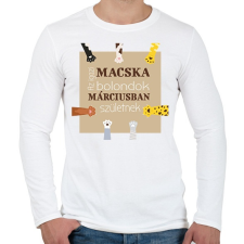 PRINTFASHION Az igazi macska bolondok - Férfi hosszú ujjú póló - Fehér férfi póló