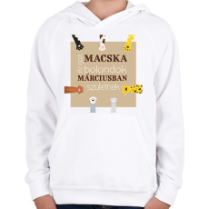 PRINTFASHION Az igazi macska bolondok - Gyerek kapucnis pulóver - Fehér