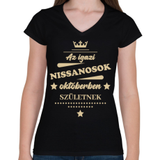 PRINTFASHION Az igazi Nissanosok - Hónappal - Női V-nyakú póló - Fekete