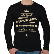 PRINTFASHION Az igazi Suzukisok- Hónappal - Férfi hosszú ujjú póló - Fekete
