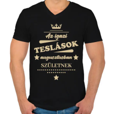 PRINTFASHION Az igazi Teslások - Hónappal - Férfi V-nyakú póló - Fekete férfi póló