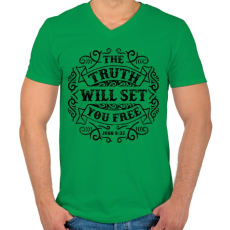 PRINTFASHION Az igazság szabaddá tesz - Férfi V-nyakú póló - Zöld