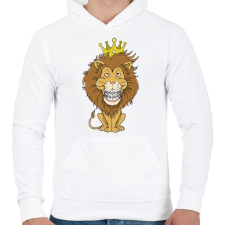 PRINTFASHION Az oroszlánok királya - Férfi kapucnis pulóver - Fehér férfi pulóver, kardigán