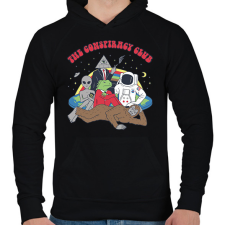 PRINTFASHION Az összeesküvés klub - Férfi kapucnis pulóver - Fekete férfi pulóver, kardigán