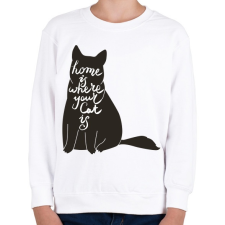 PRINTFASHION Az otthon ott van ahol a macskád - Gyerek pulóver - Fehér gyerek pulóver, kardigán