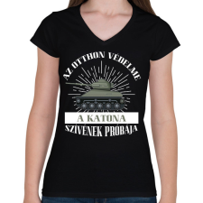 PRINTFASHION Az otthon védelme - Női V-nyakú póló - Fekete női póló
