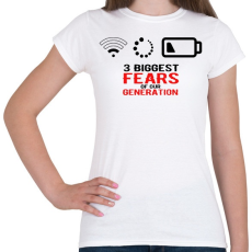 PRINTFASHION Az új generáció legnagyobb félelmei - Női póló - Fehér