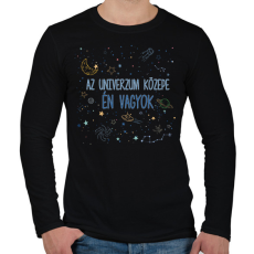 PRINTFASHION Az univerzum közepe - Férfi hosszú ujjú póló - Fekete