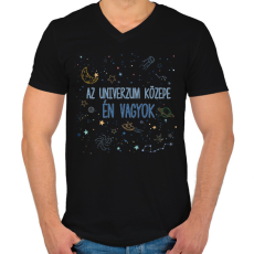 PRINTFASHION Az univerzum közepe - Férfi V-nyakú póló - Fekete