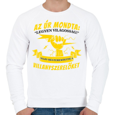 PRINTFASHION Az úr megteremtette a villanyszerelőket fehér - Férfi pulóver - Fehér férfi pulóver, kardigán