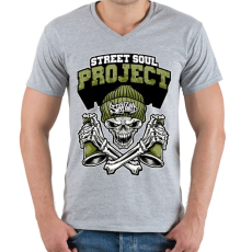 PRINTFASHION Az utca lelke - Férfi V-nyakú póló - Sport szürke