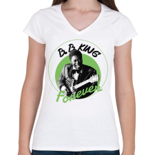 PRINTFASHION B.B.King - Női V-nyakú póló - Fehér női póló