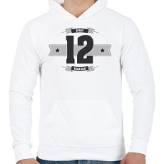 PRINTFASHION b-day-12-dark-lightgrey - Férfi kapucnis pulóver - Fehér