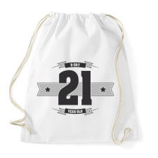 PRINTFASHION b-day-21-dark-lightgrey - Sportzsák, Tornazsák - Fehér tornazsák