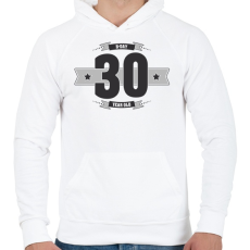 PRINTFASHION b-day-30-dark-lightgrey - Férfi kapucnis pulóver - Fehér