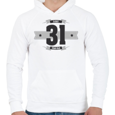 PRINTFASHION b-day-31-dark-lightgrey - Férfi kapucnis pulóver - Fehér