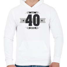 PRINTFASHION b-day-40-dark-lightgrey - Férfi kapucnis pulóver - Fehér