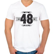 PRINTFASHION b-day-48-dark-lightgrey - Férfi V-nyakú póló - Fehér