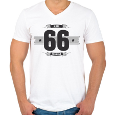 PRINTFASHION b-day-66-dark-lightgrey - Férfi V-nyakú póló - Fehér férfi póló