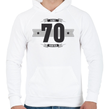 PRINTFASHION b-day-70-dark-lightgrey - Férfi kapucnis pulóver - Fehér férfi pulóver, kardigán