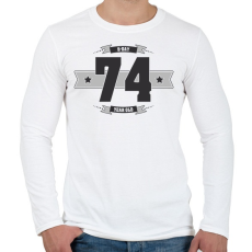 PRINTFASHION b-day-74-dark-lightgrey - Férfi hosszú ujjú póló - Fehér