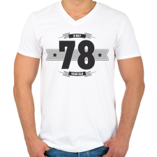 PRINTFASHION b-day-78-dark-lightgrey - Férfi V-nyakú póló - Fehér férfi póló