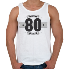 PRINTFASHION b-day-80-dark-lightgrey - Férfi atléta - Fehér