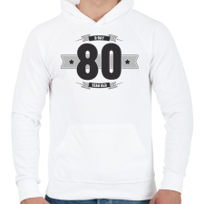 PRINTFASHION b-day-80-dark-lightgrey - Férfi kapucnis pulóver - Fehér férfi pulóver, kardigán