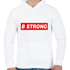 PRINTFASHION B strong - Férfi kapucnis pulóver - Fehér