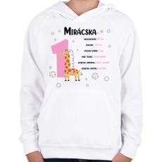 PRINTFASHION Baba adatok (lány) - Gyerek kapucnis pulóver - Fehér