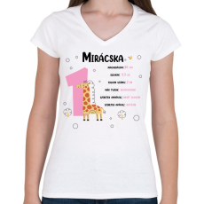 PRINTFASHION Baba adatok (lány) - Női V-nyakú póló - Fehér