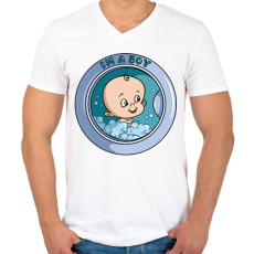 PRINTFASHION Baba érkezik - Férfi V-nyakú póló - Fehér