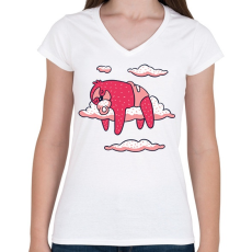 PRINTFASHION Baba Lajhár - Női V-nyakú póló - Fehér