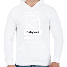 PRINTFASHION Baba letöltése - Férfi kapucnis pulóver - Fehér