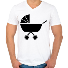 PRINTFASHION Babakocsi - Férfi V-nyakú póló - Fehér