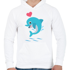 PRINTFASHION Baby Delfin - Férfi kapucnis pulóver - Fehér férfi pulóver, kardigán